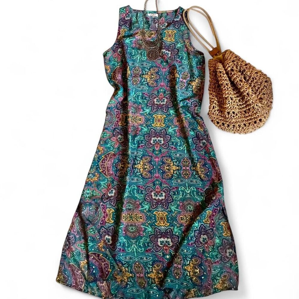 Vasna hippie colorful print vacation beachy cover up dress